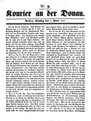 Kourier an der Donau (Donau-Zeitung) Samstag 4. Januar 1840