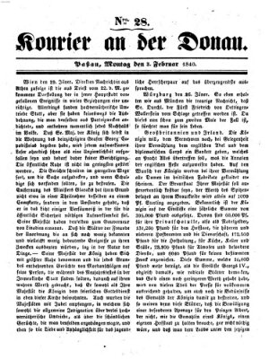 Kourier an der Donau (Donau-Zeitung) Montag 3. Februar 1840