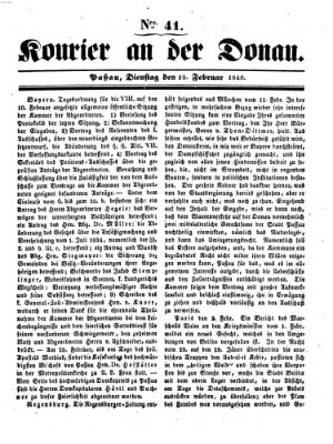 Kourier an der Donau (Donau-Zeitung) Dienstag 18. Februar 1840