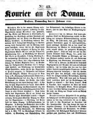 Kourier an der Donau (Donau-Zeitung) Donnerstag 20. Februar 1840