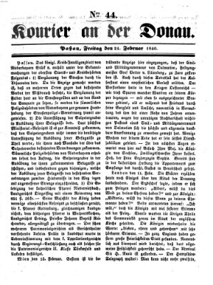 Kourier an der Donau (Donau-Zeitung) Freitag 21. Februar 1840