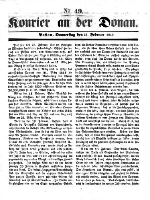 Kourier an der Donau (Donau-Zeitung) Donnerstag 27. Februar 1840