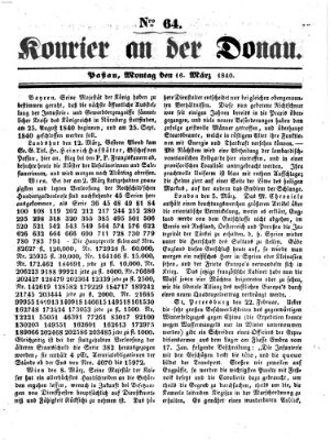 Kourier an der Donau (Donau-Zeitung) Montag 16. März 1840