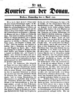 Kourier an der Donau (Donau-Zeitung) Donnerstag 16. April 1840