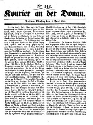 Kourier an der Donau (Donau-Zeitung) Dienstag 16. Juni 1840