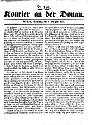 Kourier an der Donau (Donau-Zeitung) Samstag 1. August 1840