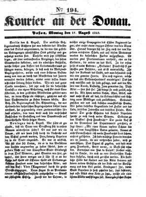 Kourier an der Donau (Donau-Zeitung) Montag 17. August 1840