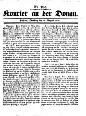 Kourier an der Donau (Donau-Zeitung) Dienstag 18. August 1840