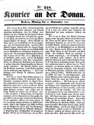 Kourier an der Donau (Donau-Zeitung) Montag 14. September 1840