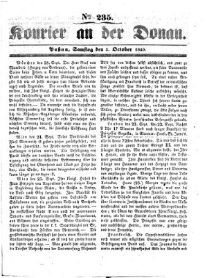 Kourier an der Donau (Donau-Zeitung) Samstag 3. Oktober 1840