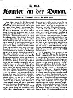 Kourier an der Donau (Donau-Zeitung) Mittwoch 14. Oktober 1840