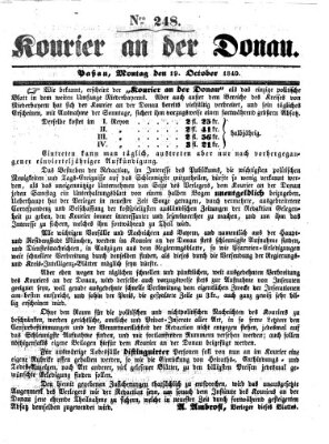 Kourier an der Donau (Donau-Zeitung) Montag 19. Oktober 1840