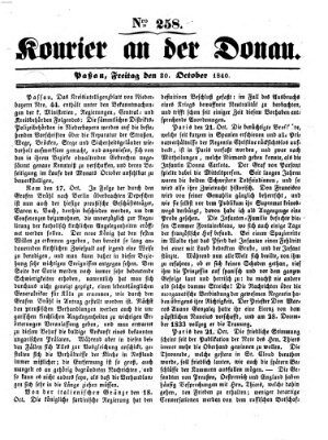 Kourier an der Donau (Donau-Zeitung) Freitag 30. Oktober 1840