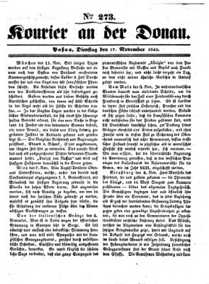 Kourier an der Donau (Donau-Zeitung) Dienstag 17. November 1840