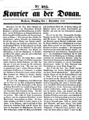 Kourier an der Donau (Donau-Zeitung) Dienstag 1. Dezember 1840