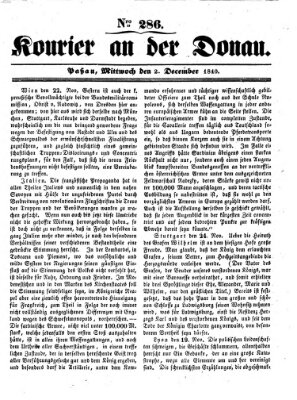 Kourier an der Donau (Donau-Zeitung) Mittwoch 2. Dezember 1840