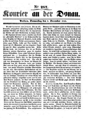 Kourier an der Donau (Donau-Zeitung) Donnerstag 3. Dezember 1840