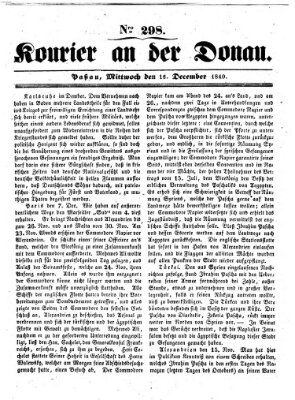 Kourier an der Donau (Donau-Zeitung) Mittwoch 16. Dezember 1840