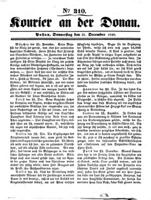 Kourier an der Donau (Donau-Zeitung) Donnerstag 31. Dezember 1840