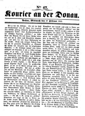 Kourier an der Donau (Donau-Zeitung) Mittwoch 17. Februar 1841