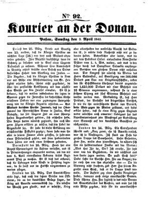 Kourier an der Donau (Donau-Zeitung) Samstag 3. April 1841