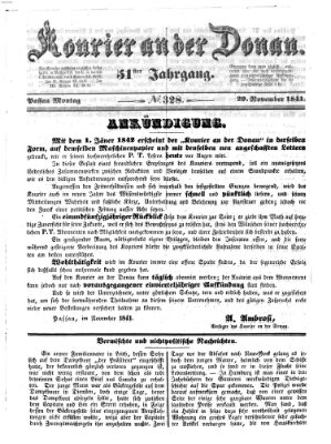 Kourier an der Donau (Donau-Zeitung) Montag 29. November 1841