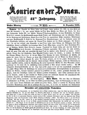 Kourier an der Donau (Donau-Zeitung) Montag 6. Dezember 1841