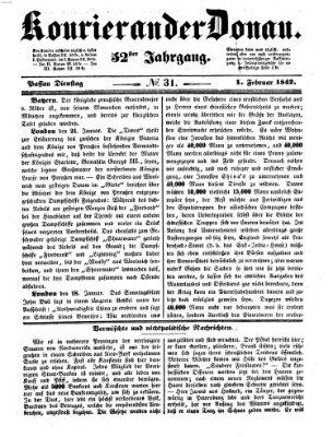 Kourier an der Donau (Donau-Zeitung) Dienstag 1. Februar 1842