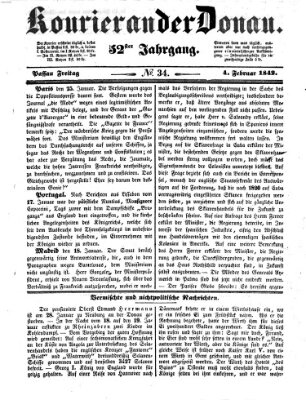 Kourier an der Donau (Donau-Zeitung) Freitag 4. Februar 1842