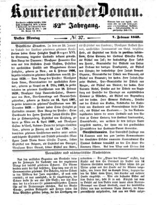 Kourier an der Donau (Donau-Zeitung) Montag 7. Februar 1842