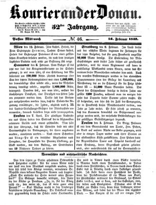 Kourier an der Donau (Donau-Zeitung) Mittwoch 16. Februar 1842