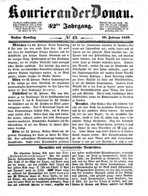 Kourier an der Donau (Donau-Zeitung) Samstag 19. Februar 1842