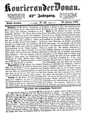 Kourier an der Donau (Donau-Zeitung) Samstag 26. Februar 1842