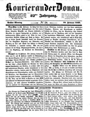 Kourier an der Donau (Donau-Zeitung) Montag 28. Februar 1842