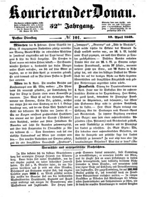 Kourier an der Donau (Donau-Zeitung) Dienstag 12. April 1842