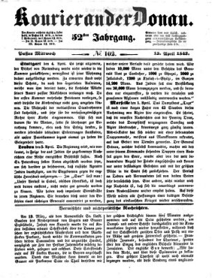 Kourier an der Donau (Donau-Zeitung) Mittwoch 13. April 1842