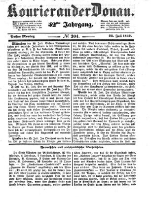 Kourier an der Donau (Donau-Zeitung) Montag 25. Juli 1842