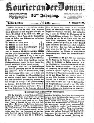 Kourier an der Donau (Donau-Zeitung) Samstag 6. August 1842