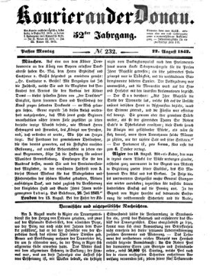 Kourier an der Donau (Donau-Zeitung) Montag 22. August 1842