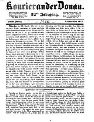 Kourier an der Donau (Donau-Zeitung) Freitag 2. September 1842