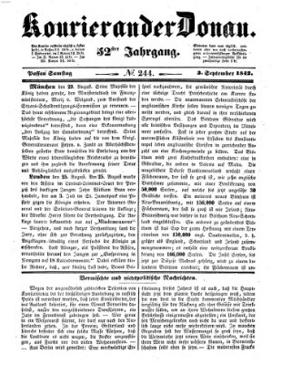 Kourier an der Donau (Donau-Zeitung) Samstag 3. September 1842