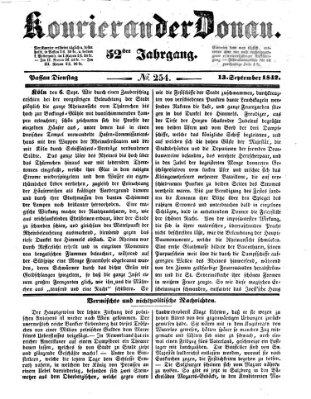 Kourier an der Donau (Donau-Zeitung) Dienstag 13. September 1842