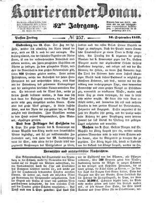 Kourier an der Donau (Donau-Zeitung) Freitag 16. September 1842