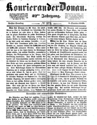 Kourier an der Donau (Donau-Zeitung) Samstag 1. Oktober 1842