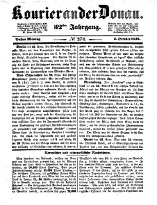 Kourier an der Donau (Donau-Zeitung) Montag 3. Oktober 1842