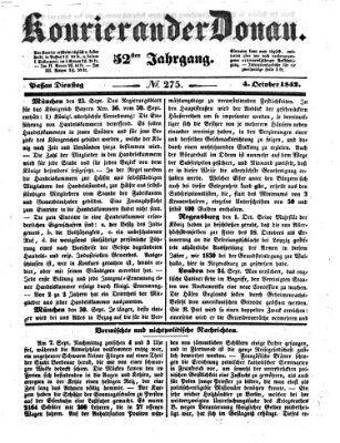 Kourier an der Donau (Donau-Zeitung) Dienstag 4. Oktober 1842