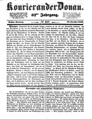 Kourier an der Donau (Donau-Zeitung) Sonntag 16. Oktober 1842