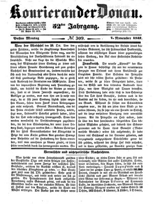 Kourier an der Donau (Donau-Zeitung) Montag 7. November 1842