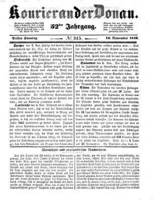 Kourier an der Donau (Donau-Zeitung) Sonntag 13. November 1842