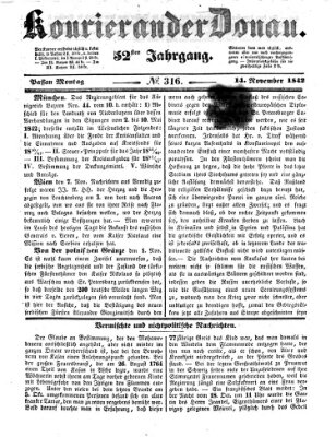 Kourier an der Donau (Donau-Zeitung) Montag 14. November 1842